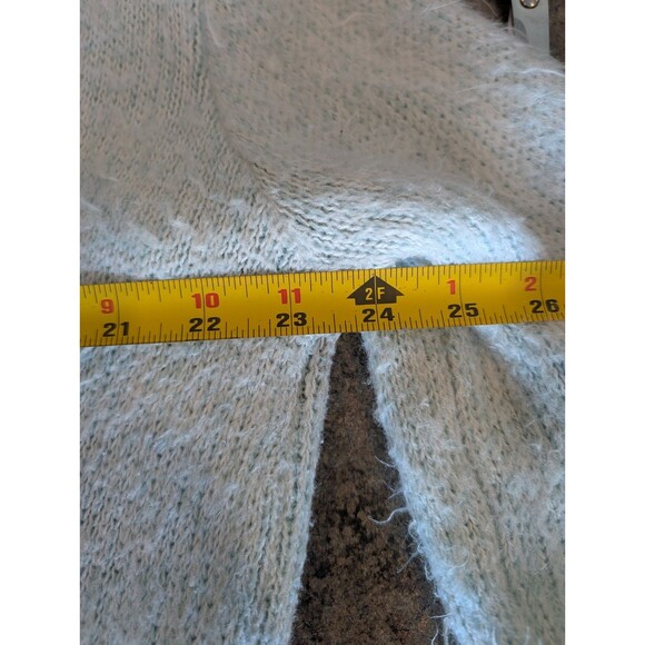 Express Oversized Women's Cozy Brush Furry Tunic V Neck Sweater Mint Green Sz S - Picture 6 of 7